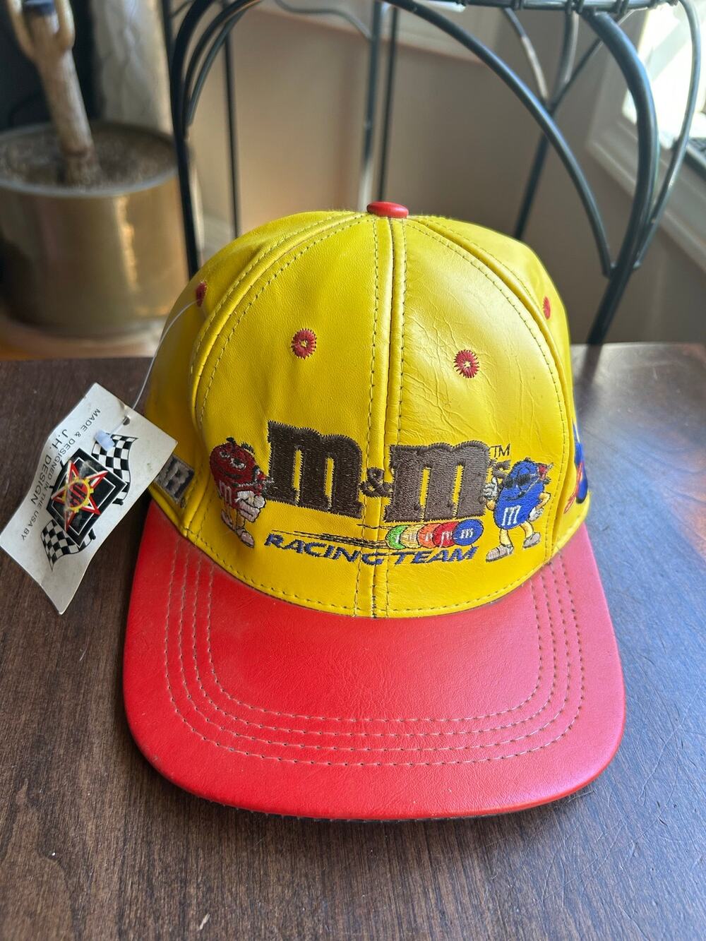 NWT Vintage J.H. Design NASCAR M&M's Racing Team leather snapback hat #36